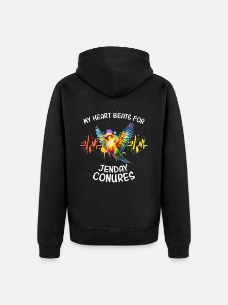 Yellow-headed Parakeet Heartline - Unisex Premium Organic Zip Hoodie - black