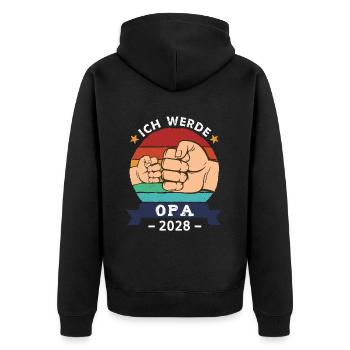 Ich werde Opa 2028 Schwangerschaft Werdender Opa - Unisex Premium Bio Zip Hoodie - Schwarz - Hinten - Nico (187cm)