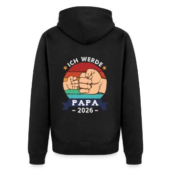 Ich werde Papa 2027 Schwangerschaft Werdender Papa - Unisex Premium Bio Zip Hoodie - Schwarz - Hinten - Nico (187cm)