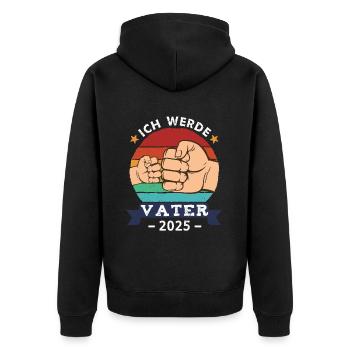 Ich werde Vater 2025 - Unisex Premium Bio Zip Hoodie - Schwarz - Hinten - Nico (187cm)