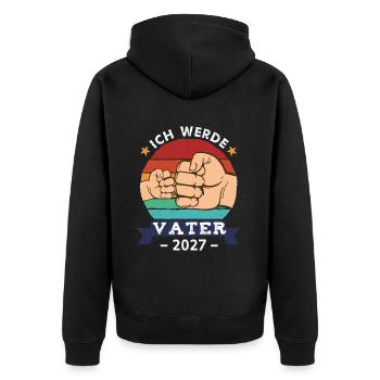 Ich werde Vater 2027 Schwangerschaft Werdender - Unisex Premium Bio Zip Hoodie - Schwarz - Hinten - Nico (187cm)