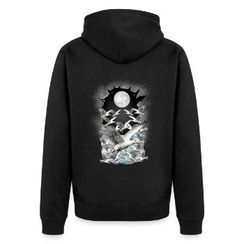 Seagulls Seagull Maritime - Unisex Premium Organic Zip Hoodie - black - Back - Nico (187cm)
