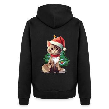 Cats Santa Claus Santa Claus Santa Christmas - Unisex Premium Organic Zip Hoodie - black - Back - Nico (187cm)