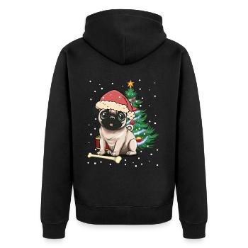 Carlin Chien Chiens Père Noël Père Noël - Veste à capuche bio Premium Unisexe - noir - Dos - Nico (187cm)