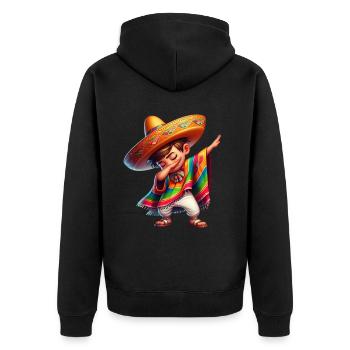 Mexikanischer Junge Tubt Sombrero Cinco De Mayo - Unisex Premium Bio Zip Hoodie - Schwarz - Hinten - Nico (187cm)