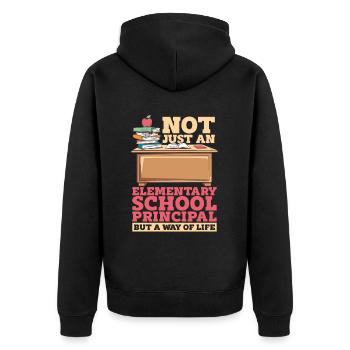 Primary school principal - Unisex Premium Organic Zip Hoodie - black - Back - Nico (187cm)