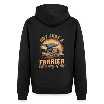 Hufschmied - Unisex Premium Bio Zip Hoodie - Schwarz - Hinten - Nico (187cm)