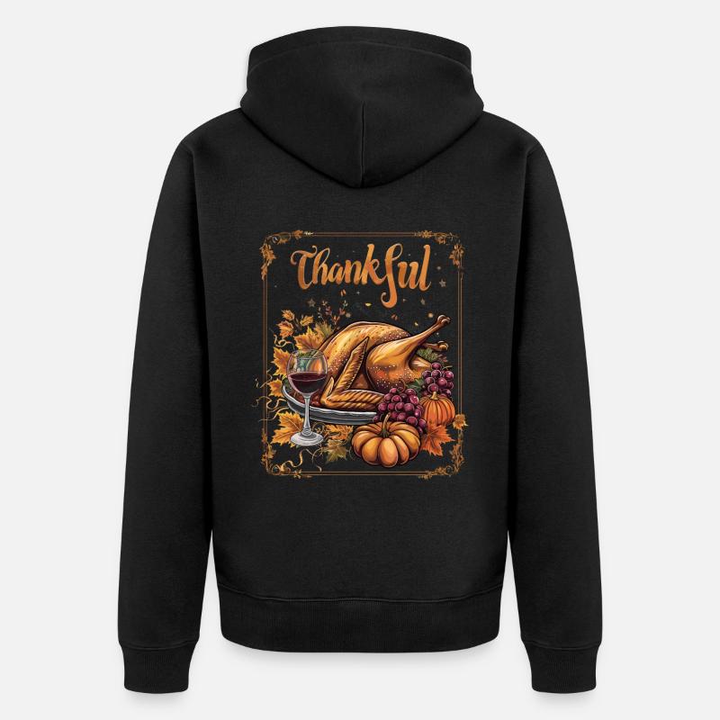 Grateful Gobble Wobble Thanksgiving - Veste à capuche bio Premium Unisexe - noir
