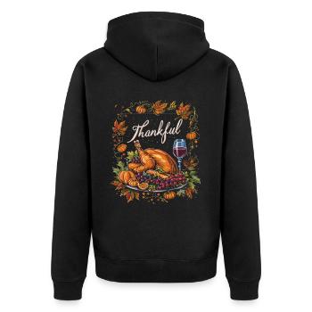 Dankbares Gobble Wobble Thanksgiving - Unisex Premium Bio Zip Hoodie - Schwarz - Hinten - Nico (187cm)