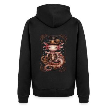 Steampunk Axolotl - Veste à capuche bio Premium Unisexe - noir - Dos - Nico (187cm)
