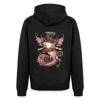 Steampunk Axolotl - Veste à capuche bio Premium Unisexe - noir - Dos - Nico (187cm)