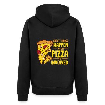 Drôle de dicton de pizza - Veste à capuche bio Premium Unisexe - noir - Dos - Nico (187cm)