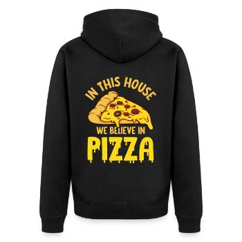 Drôle de dicton de pizza - Veste à capuche bio Premium Unisexe - noir - Dos - Nico (187cm)