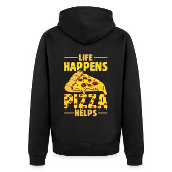 Drôle de dicton de pizza - Veste à capuche bio Premium Unisexe - noir - Dos - Nico (187cm)