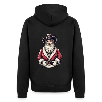 Cowboy Weihnachtsmann Western Flair - Unisex Premium Bio Zip Hoodie - Schwarz - Hinten - Nico (187cm)