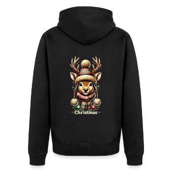 Adorable design vintage avec de mignons rennes - Veste à capuche bio Premium Unisexe - noir - Dos - Nico (187cm)