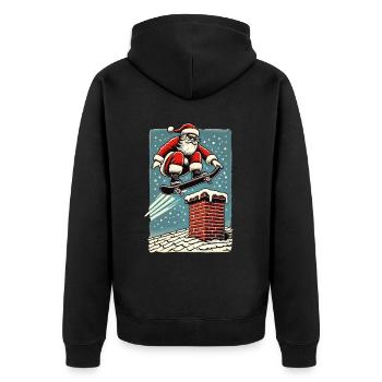 Planche à roulettes de Noël Cheminée du Père Noël - Veste à capuche bio Premium Unisexe - noir - Dos - Nico (187cm)