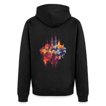 Elbing - Unisex Premium Bio Zip Hoodie - Schwarz - Hinten - Nico (187cm)