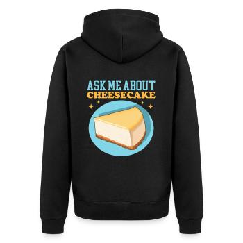 Cheesecake Curd Cake Cheesecake Gift - Unisex Premium Organic Zip Hoodie - black - Back - Nico (187cm)