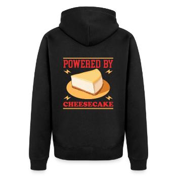 Käsekuchen Quarkkuchen Geschenk - Unisex Premium Bio Zip Hoodie - Schwarz - Hinten - Nico (187cm)