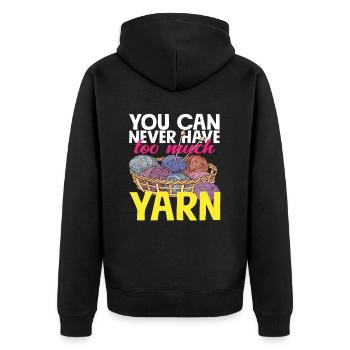 Du Kannst Nie Genug Garn Haben Stricken - Unisex Premium Bio Zip Hoodie - Schwarz - Hinten - Nico (187cm)