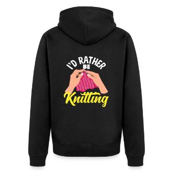 Better knitting than anything else - Unisex Premium Organic Zip Hoodie - black - Back - Nico (187cm)