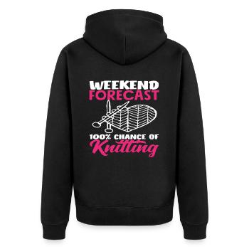 Wochenendwetter Stricken 100% Möglichkeit - Unisex Premium Bio Zip Hoodie - Schwarz - Hinten - Nico (187cm)