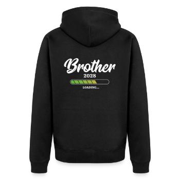 Brother Loading 2028 - Unisex Premium Bio Zip Hoodie - Schwarz - Hinten - Nico (187cm)