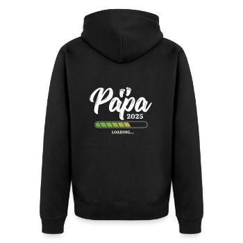 Papa Loading 2025 - Unisex Premium Bio Zip Hoodie - Schwarz - Hinten - Nico (187cm)