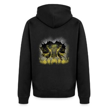Hirsch Hirsche Rehbock Elch Finnland Schweden - Unisex Premium Bio Zip Hoodie - Schwarz - Hinten - Nico (187cm)