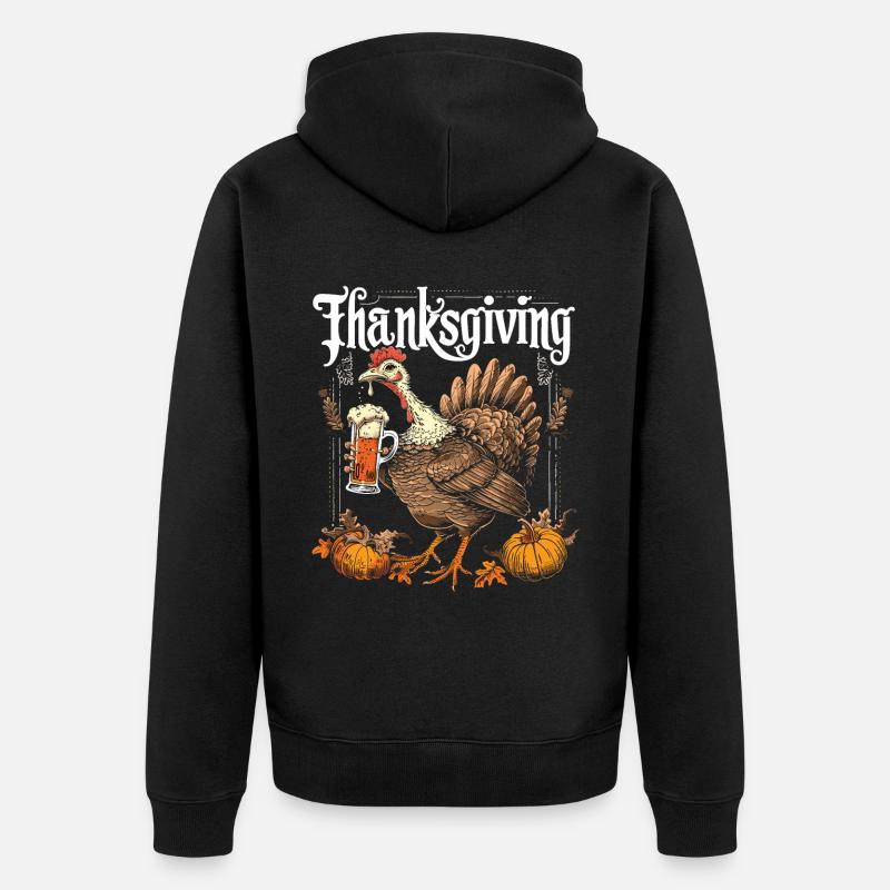 Grateful Gobble Wobble Thanksgiving - Veste à capuche bio Premium Unisexe - noir