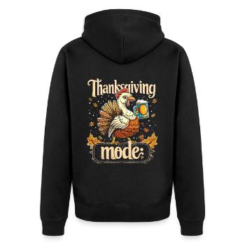 Grateful Gobble Wobble Thanksgiving - Unisex Premium Organic Zip Hoodie - black - Back - Nico (187cm)