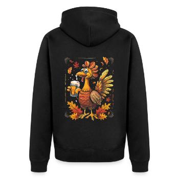 Grateful Gobble Wobble Thanksgiving - Unisex Premium Organic Zip Hoodie - black - Back - Nico (187cm)