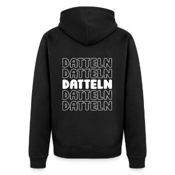 Deutsche Stadt Datteln Nordrheinwestfalen - Unisex Premium Bio Zip Hoodie - Schwarz - Hinten - Nico (187cm)