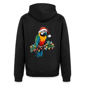 Macaw Parrot Christmas Hat Xmas - Unisex Premium Organic Zip Hoodie - black - Back - Nico (187cm)