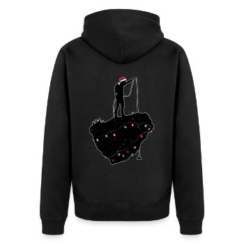 Aimant de pêche Pêcheur Pêcheur Chapeau de Noël Noël - Veste à capuche bio Premium Unisexe - noir - Dos - Nico (187cm)
