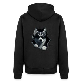 Lustiges Hunde Hundebesitzer Süßer Hund Husky - Unisex Premium Bio Zip Hoodie - Schwarz - Hinten - Nico (187cm)