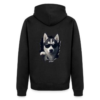Lustiges Hunde Hundebesitzer Süßer Hund Husky - Unisex Premium Bio Zip Hoodie - Schwarz - Hinten - Nico (187cm)