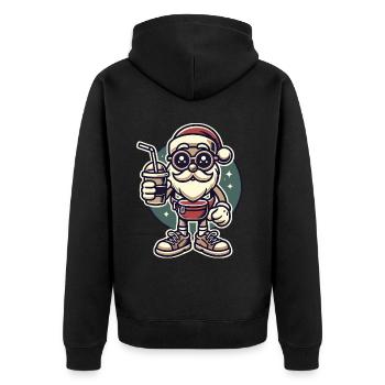 Père Noël hipster avec boisson - Veste à capuche bio Premium Unisexe - noir - Dos - Nico (187cm)