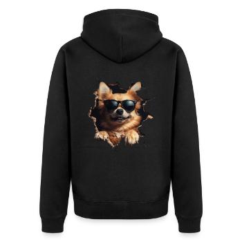 Lustiges Hunde Hundebesitzer Süßer Hund Pomeranian - Unisex Premium Bio Zip Hoodie - Schwarz - Hinten - Nico (187cm)