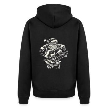 Weihnachten Skater Santa Streetwear Style - Unisex Premium Bio Zip Hoodie - Schwarz - Hinten - Nico (187cm)