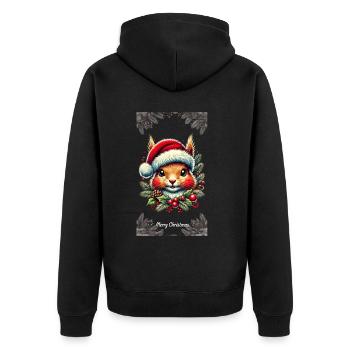 Merry Christmas Squirrel Artwork - Unisex Premium Organic Zip Hoodie - black - Back - Nico (187cm)