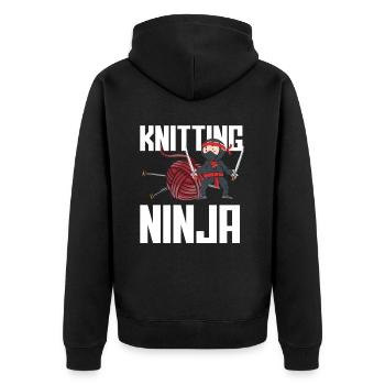 Knitting Ninja Martial Art for Knitting Fans - Unisex Premium Organic Zip Hoodie - black - Back - Nico (187cm)