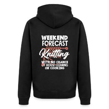 Wochenendprognose Stricken Ohne Hausarbeit - Unisex Premium Bio Zip Hoodie - Schwarz - Hinten - Nico (187cm)