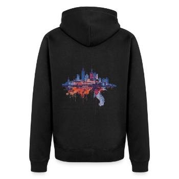 Warsaw - Unisex Premium Organic Zip Hoodie - black - Back - Nico (187cm)