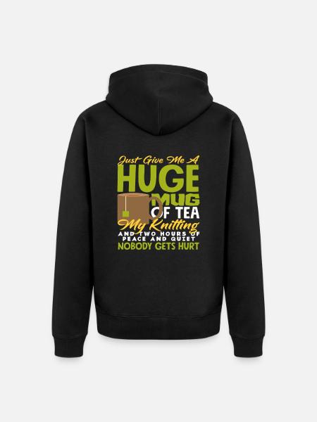 Knitting, tea and rest for harmony - Unisex Premium Organic Zip Hoodie - black