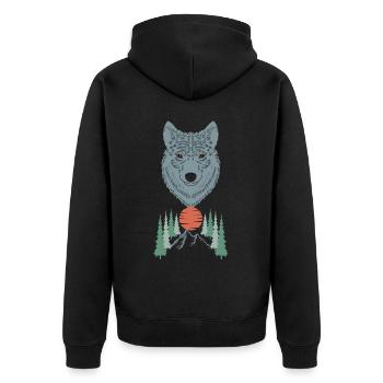 love dog head graphic in nature in the forest - Unisex Premium Organic Zip Hoodie - black - Back - Nico (187cm)