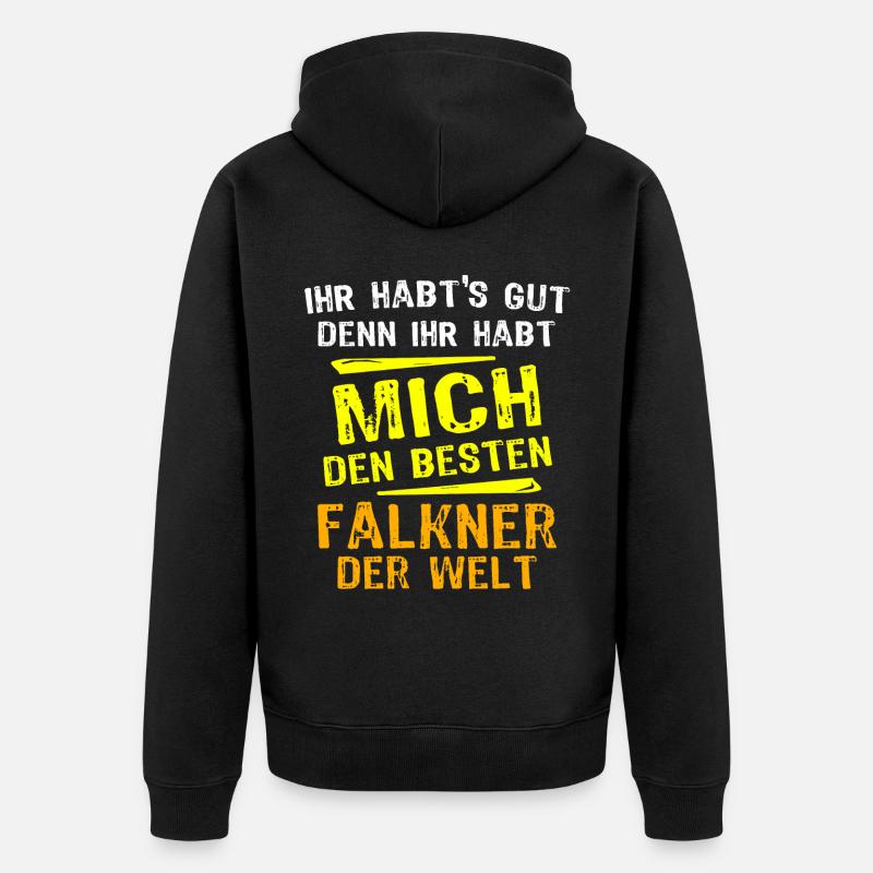 Falkner Geschenk - Unisex Premium Bio Zip Hoodie - Schwarz