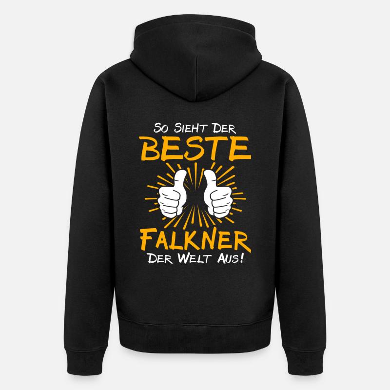Falkner Geschenkidee - Unisex Premium Bio Zip Hoodie - Schwarz