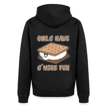 S´More Spruch Marshmallow Camping S´More Geschenk - Unisex Premium Bio Zip Hoodie - Schwarz - Hinten - Nico (187cm)